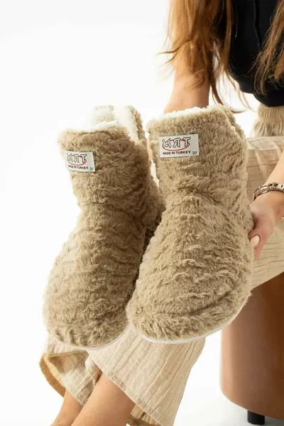 HOMEST Antislipzool Zachte pluche dames Home Ponton/laarzen voor thuis