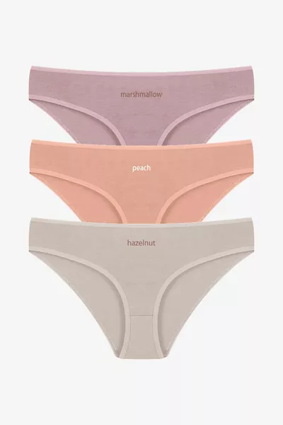 Dames 3-delige katoenen basic slip