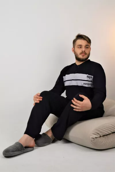 طقم بيجامة رجالي كبير الحجم مصنوعة من القطن النقي % موديل سوبرم 