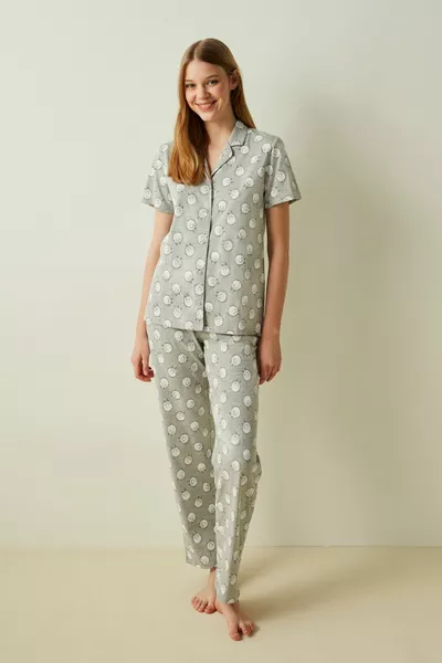 Grey Melange Ent Sheeps Shirt Pajama Set
