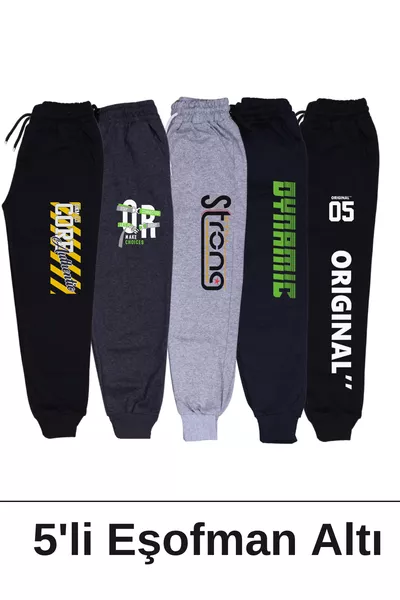 Pantaloni da tuta da ragazzo con tasche doppie, stampa Core-Or-Strong-Dynamic-Original, confezione da 5