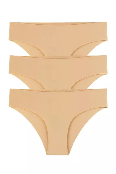 Damen Laser-Cut Niedrige Taille (Gummibund) Slip Unterwäsche 3er-Pack