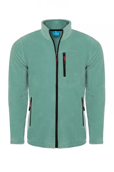 Pile con zip completa e 3 tasche colore verde pistacchio