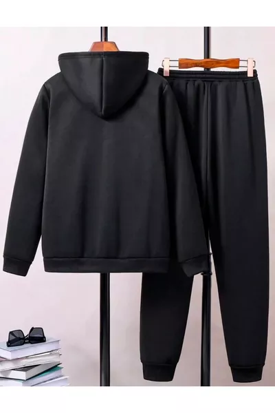 Basketball Silhouette Printed Tracksuit – Hooded Zip-Up Sweatshirt & Jogger Sweatpants