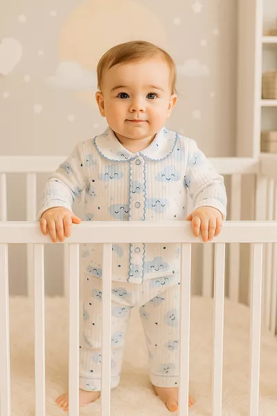 Пингвин Унисекс Бебешки Син Комплект