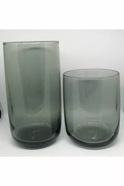  Иконична сива стъклена чаша за напитки,  броя