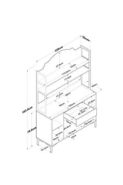 Rani  Кафе ъгъл Многофункционален шкаф с 4 врати и 1 чекмедже, кухненски шкаф, бял