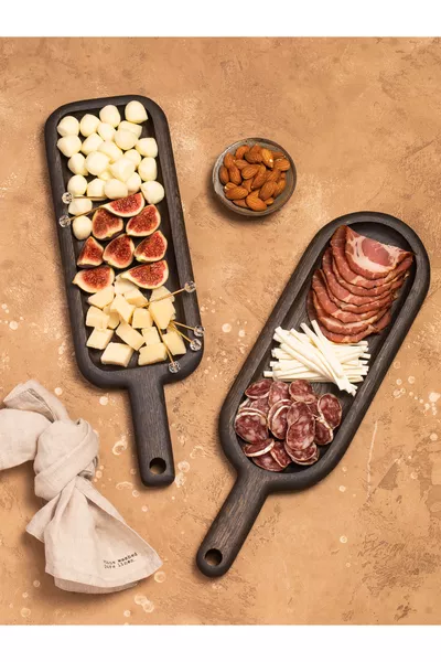 Wooden 2-Piece Serving Board - Steak Presentation - Wooden Serving Plate - Wooden Platter