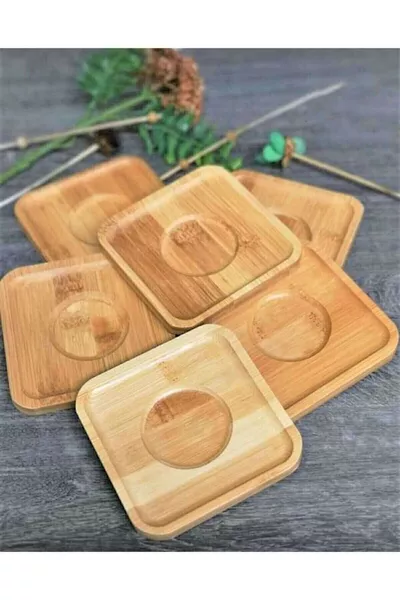 Luxe 6 stuks vierkante bamboe onderzetters voor glazen, theeschotels en kopjes, stijlvolle decoratie