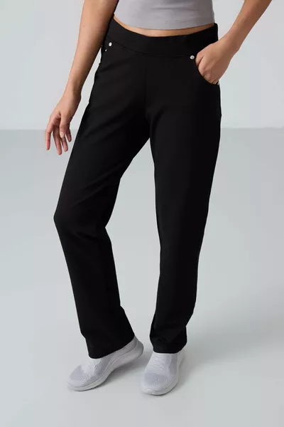 Pantalon de survêtement pour femme à coupe classique, confortable, avec poches et détails en pierre noire - 