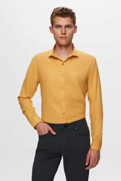 Chemise Homme Slim Fit Couleur Moutarde