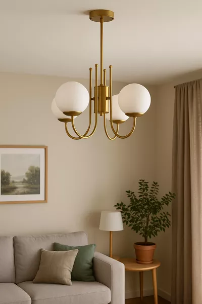 ثريا معلقة مكونة من 4 قطع لغرفة الطعام والمطبخ بتصميم عصري من زيرين، باللون الذهبي المعتق والزجاج الأبيض