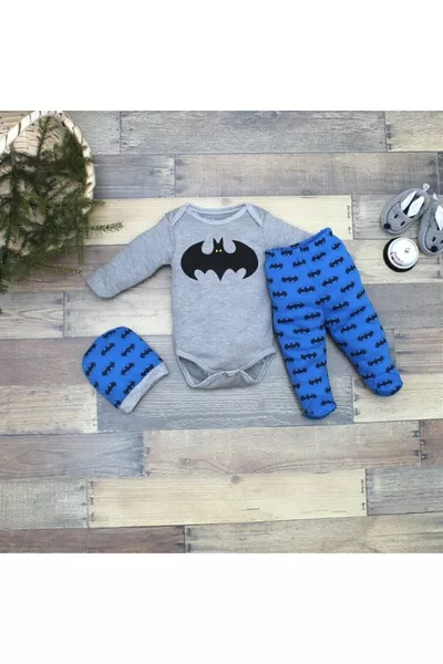 Navy Blue Batman Hat 3-Piece Baby Set 