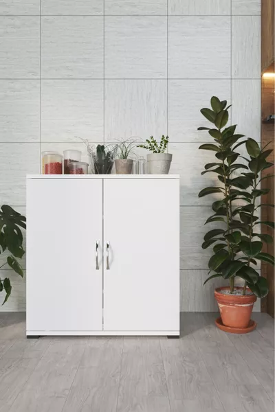 خزانة مؤن بمقسمات 4 لتخزين البقوليات جاف خزانة منظم المطبخ رف المطبخ أبيض