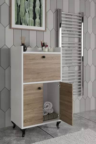 خزانة المؤن والمطبخ والحمام وخزانة الميكروويف وخزانة متعددة الاستخدامات