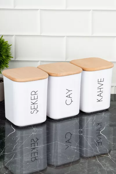 3-teiliges Holz-Aufbewahrungsbehälter-Set mit Vakuumdeckel, Teezucker-Kaffee-Acrylglas-Set  ml