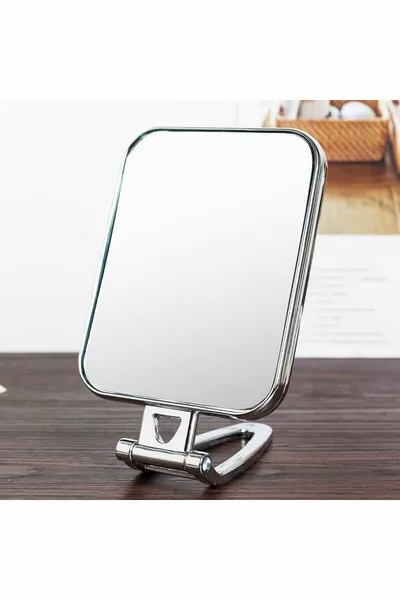 Specchio da viaggio/da trucco rettangolare a doppia faccia, specchio portatile