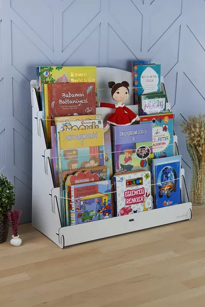 Lucky Montessori Wooden Children's Room 4-Shelf Bookcase