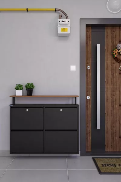 4-Tier Metal Shoe Rack with Lockable Shelves - Black