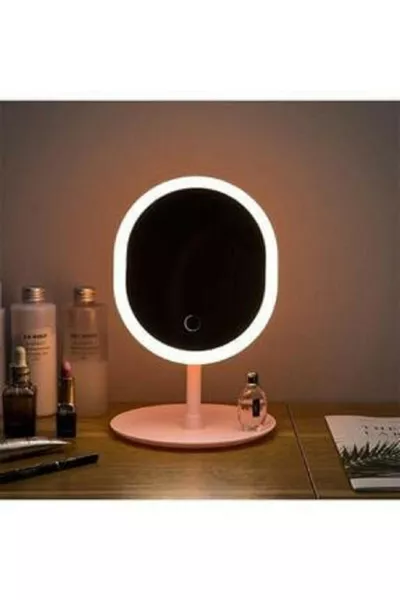 Touch LED Light USB Rechargeable Round Tabletop Makeup Mirror