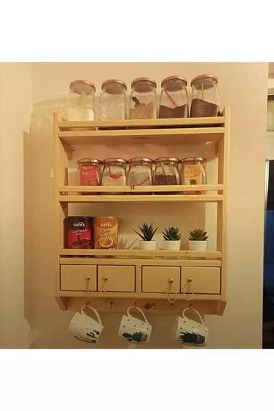 Houten rek, kruidenhouder