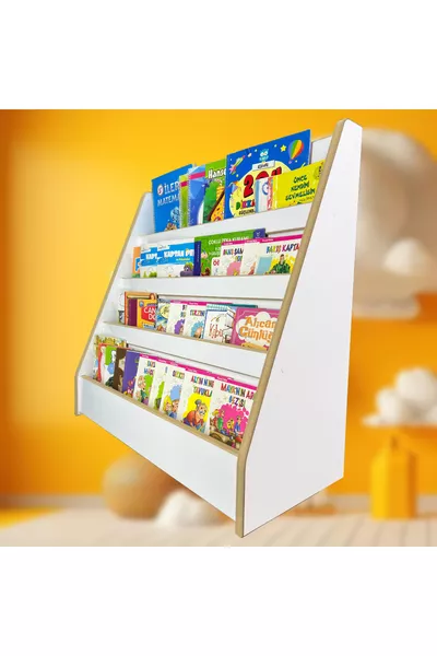 Melis 4-Shelf Bookcase - Montessori Bookcase - Children's Room Bookshelf - Floor Bookcase