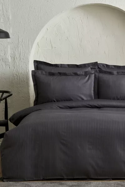 Комплект спално бельо за двойно легло Uuniq от % памучен сатен, антрацит