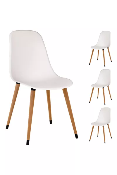 Estelia Abant Chair White Wooden Natural Legs 4-Piece Set