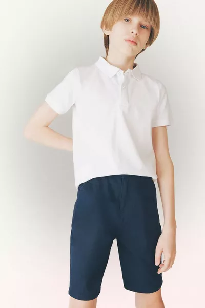 Boys' Basic Plain Gabardine Shorts with Pockets SM