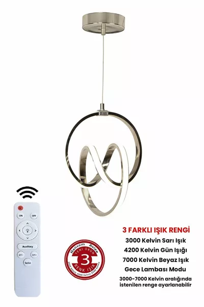 3-Color Chrome Remote-Controlled Dimmer 4-Mode Modern Pendant Signature LED Chandelier