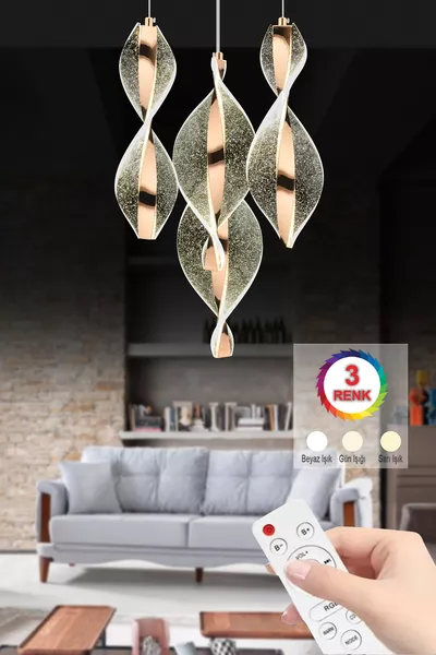 Istanbul Chandelier Mars 4-Light Gold Remote-Controlled 3-Color LED Luxury Modern LED Chandelier