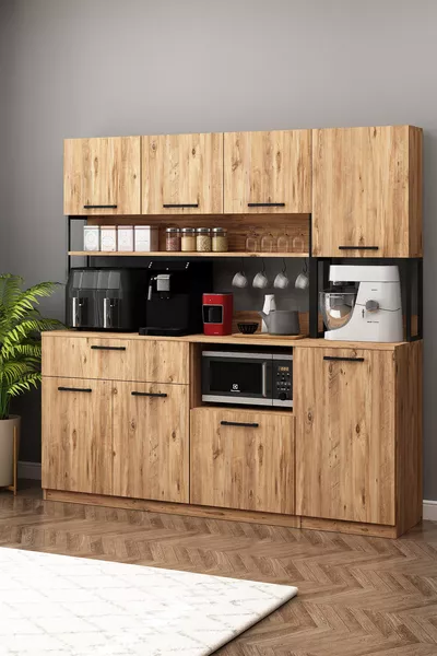 Ervin Airfry Cabinet eb Atlantic Pine Multi-Purpose 3-Door Coffee Corner Multi-Purpose Tall Cabinet
