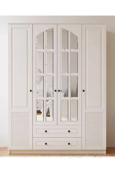 خزانة ملابس إيزيل كنتري بأربعة أبواب ودرجين