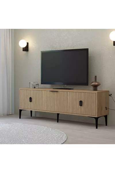 Neva TV Unit 3-Door Yunus - Basket TV Stand