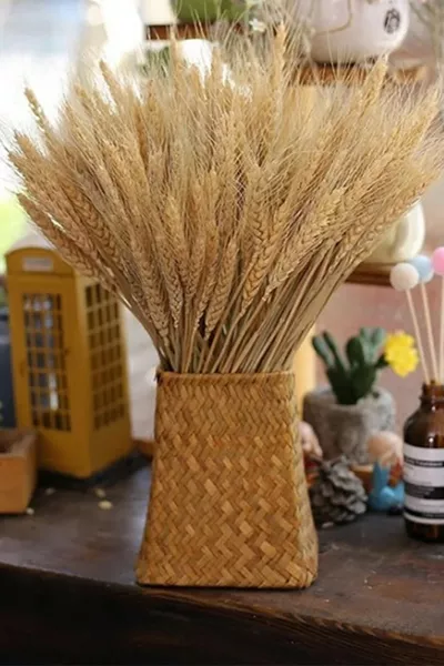 Декоративен букет от естествени житни класове за ваза с изкуствени цветя