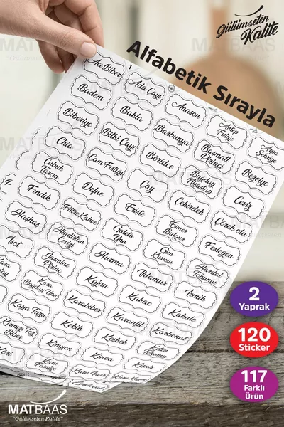 Şeffaf  Adet Baharat Bakliyat Kuruyemiş Kavanoz Etiketi Sticker