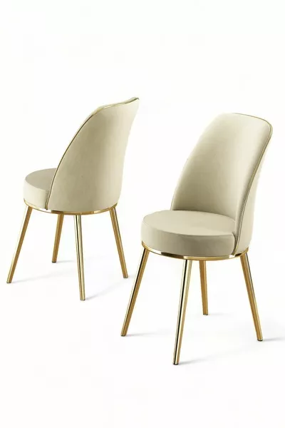 Pefa Series 1 Cream Kitchen Chair with Gold-Plated Metal Legs, 1st Class Babyface Fabric
