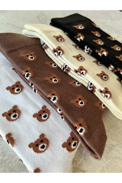 4'lü Teddy Bear Ayıcıklı Set Unisex Kokulu Soket Çorap