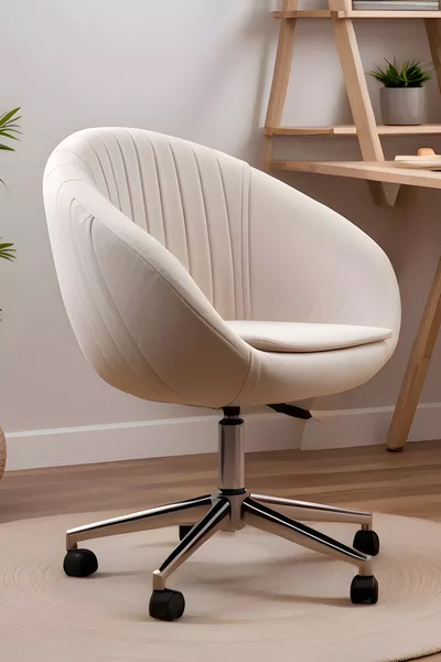 Sedia da Lavoro Oyster con Gambe Cromate (Tessuto Crema)