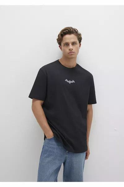 T-shirt noir imprimé Batman Coupe ample / Confortable et décontractée 