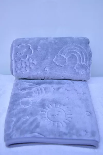 Плюшено бебешко одеяло  см Новор модел Светлосиво