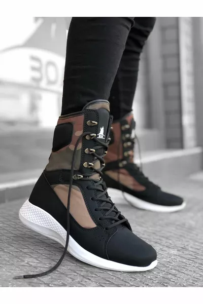  Boxer Unisex Camouflage Nero Stringato Sport Stivali Postali - 