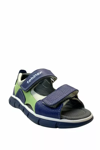  العظام  ٪ جلد طبيعي للأولاد الأزرق الداكن / البيج / الأخضر مشد الصنادل