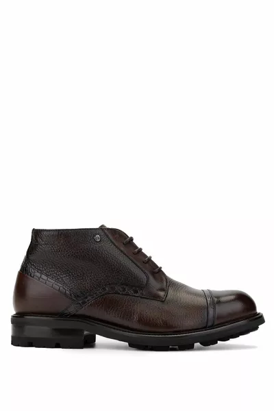 Мужские натуральная кожа темно-коричневые повседневные сапоги