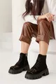 The-end Black Genuine Suede Fur Inside Women's Boots