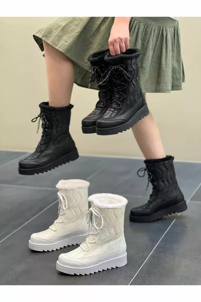 Diva Black Patent Leather Fur Women's Casual Boots