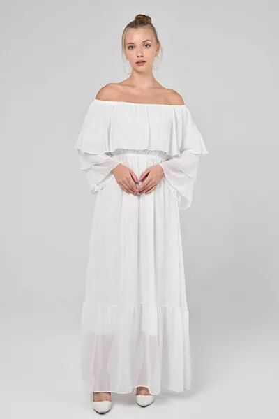 ياقة ، فستان مادونا أحمر شيفون