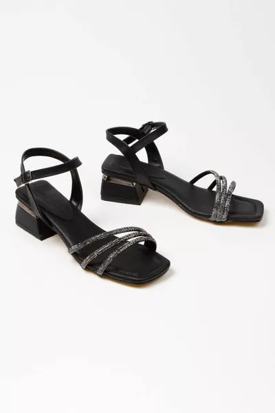 Florence Gegalvaniseerde stenen avondjurken met dikke hakken voor dames