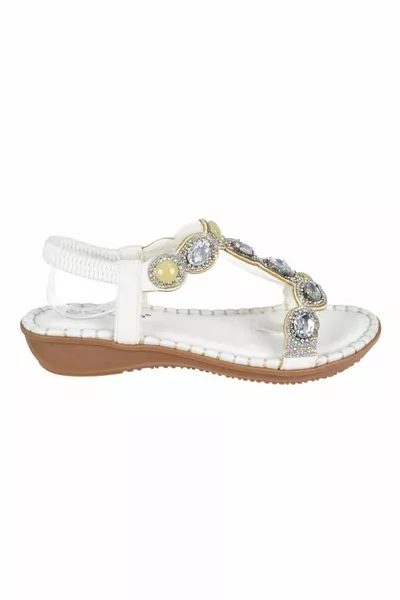 Comfort Женские сандалии с камнями  Белый