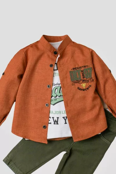 Baby Boy Sports Shirt Suit Jeans Top Sweatshirt Triple Set Cotton